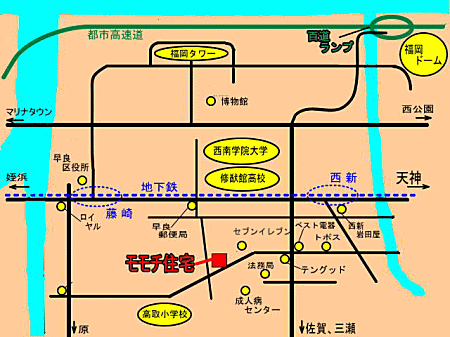 モモチ住宅までの地図